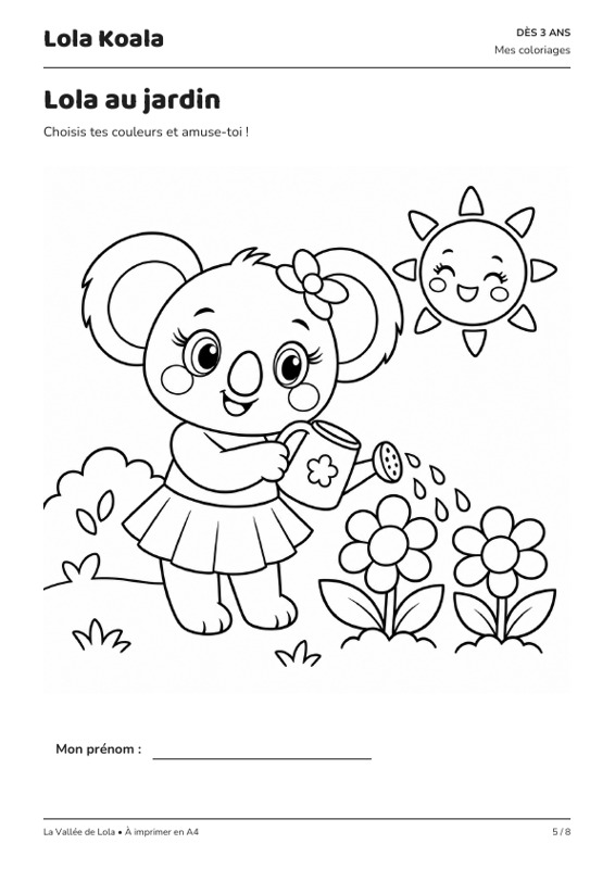 Aperçu du coloriage de Lola au jardin