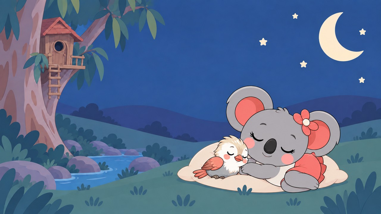 Lola blottie avec Piou dans la Vallée sous la lune et les étoiles